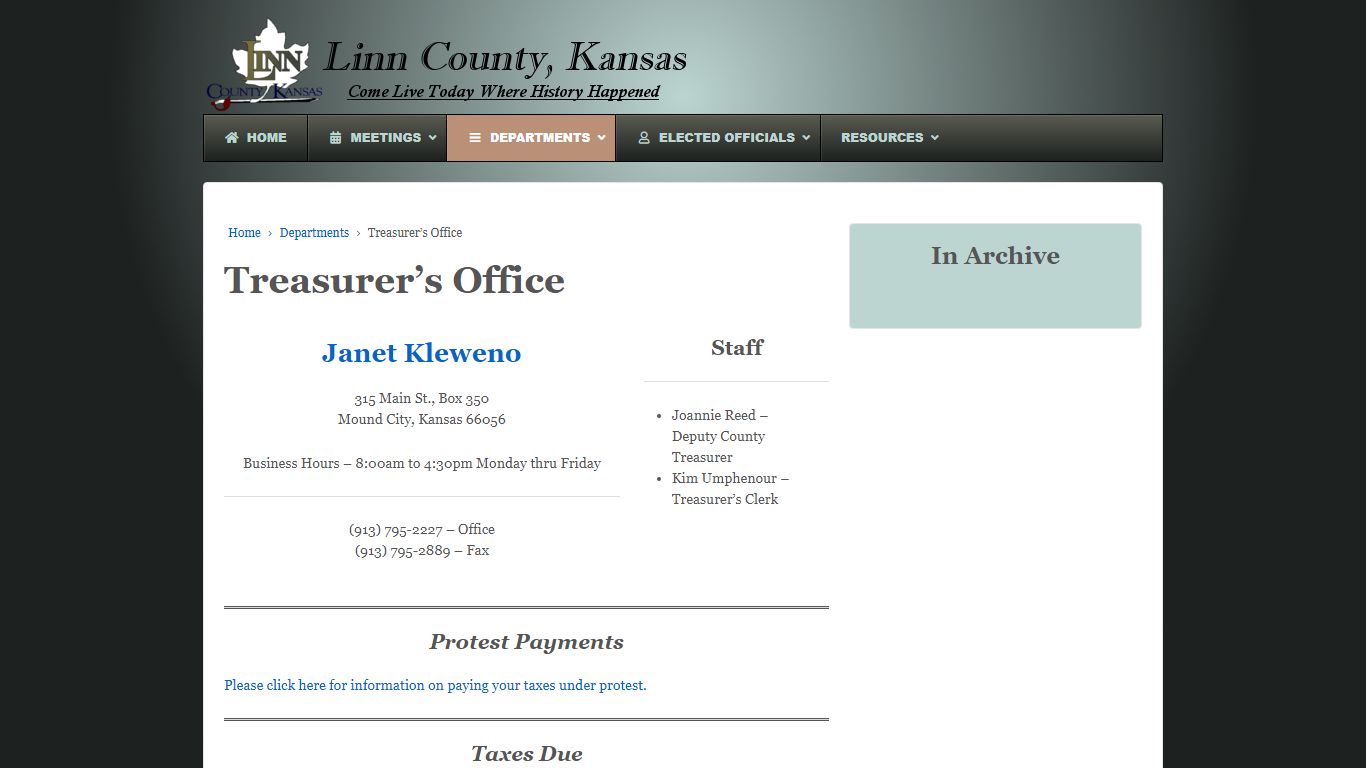 Treasurer’s Office – Linn County, Kansas